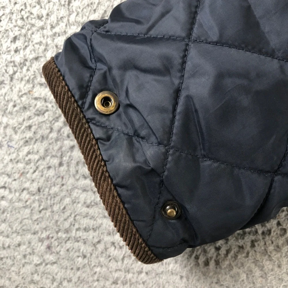 Polo Ralph Lauren Jacket Mens XL Tall Blue Diamond Quilted Corduroy Trim